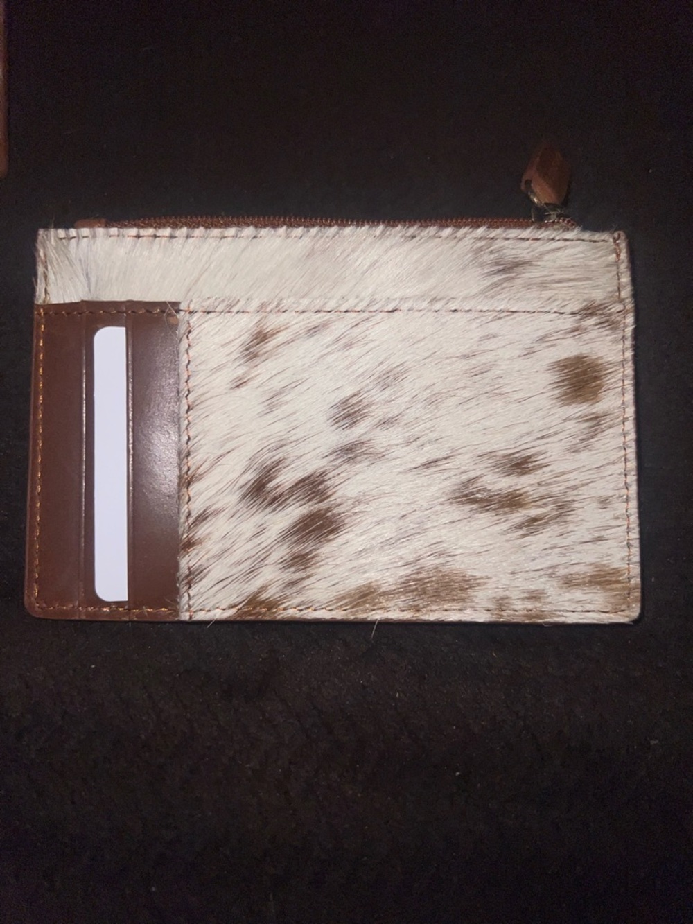 Myra Bag White and Brown Hair-on Leather Card Wallet